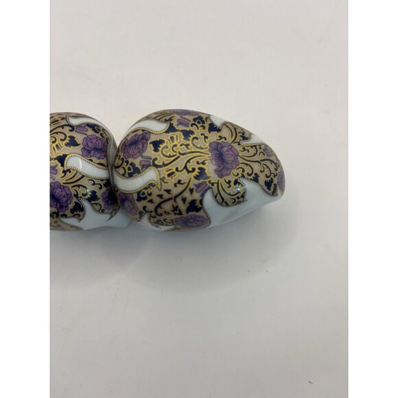 Elephant Ceramic/Porcelain Painted Gold And Purple Salt And Pepper Shakers - Picture 2 of 8